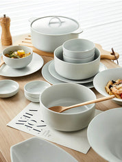 48 Piece Hattu Glacier White Dinnerware Ceramics Set