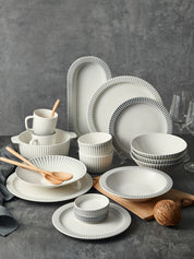 48 Piece Gradient Grey Dinnerware Ceramics Set