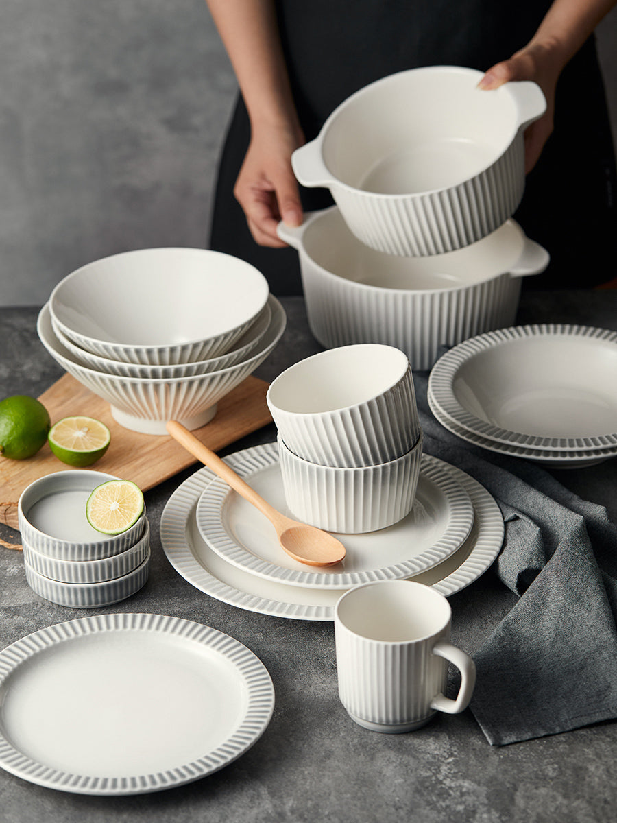 28 Piece Gradient Grey Dinnerware Ceramics Set