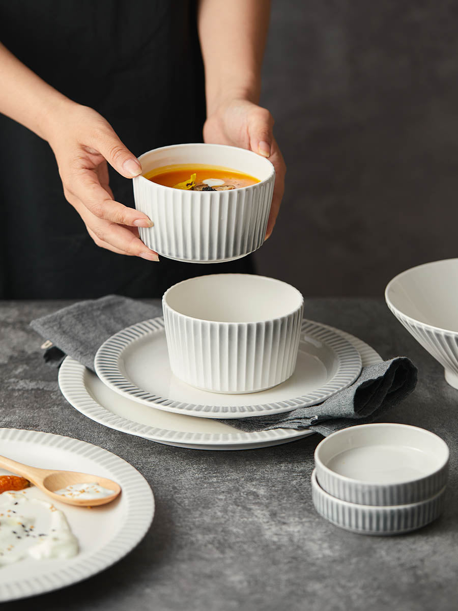 48 Piece Gradient Grey Dinnerware Ceramics Set