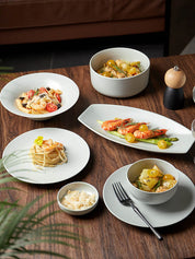 48 Piece Hattu Glacier White Dinnerware Ceramics Set